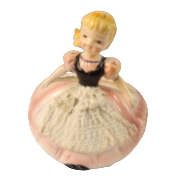 Ruebens Originals Ceramic Planter Pink Gown Blonde Girl Figurine Vintage 526 Lab - Picture 2 of 11